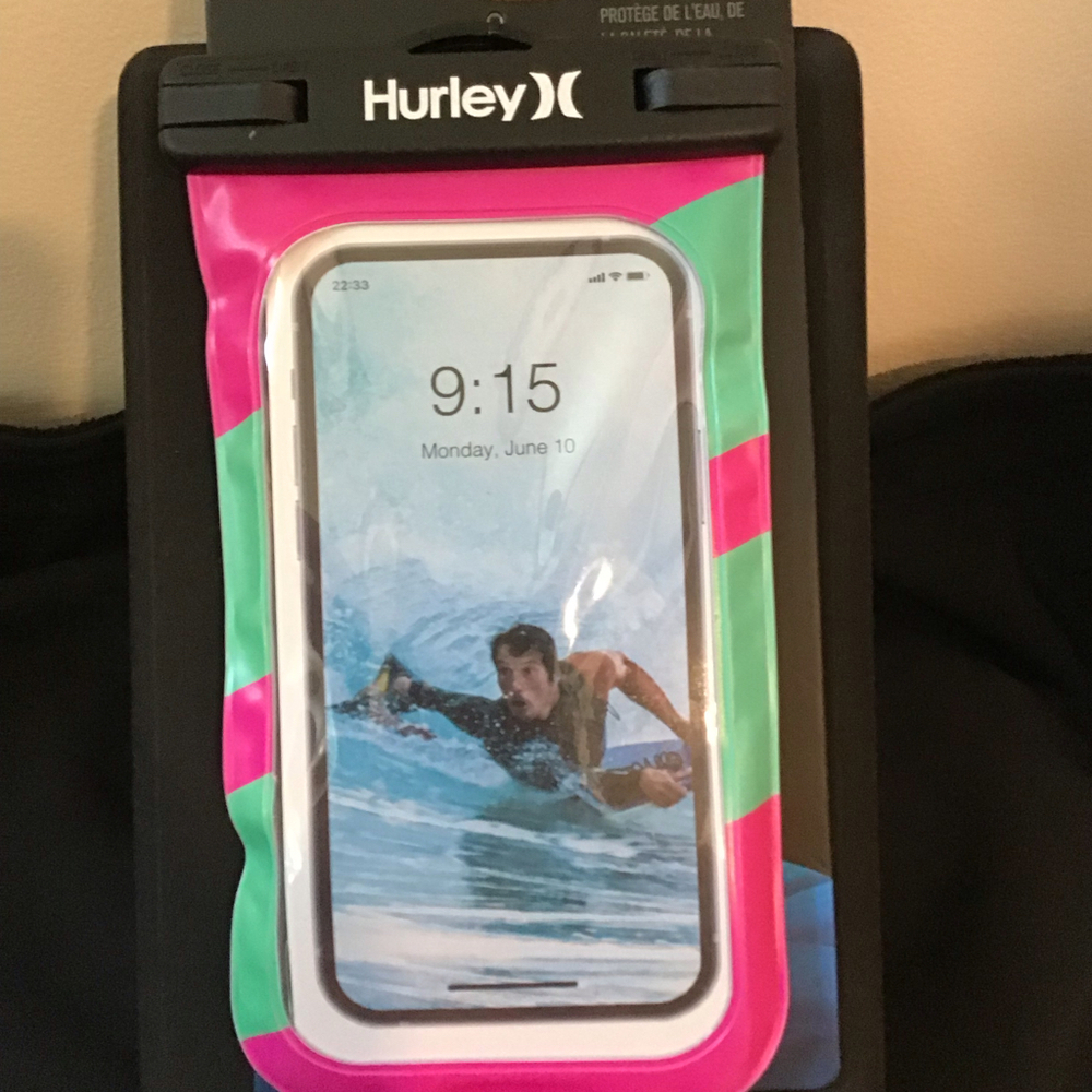 Hurley Water Proof Phone Pouch Universal Fit Black Pink Green Touchscreen Submer